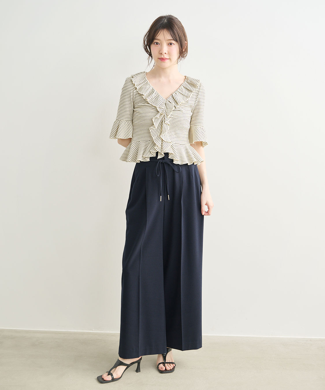 COCO DEAL「ジョーゼットセミワイドパンツ」|スラックス|