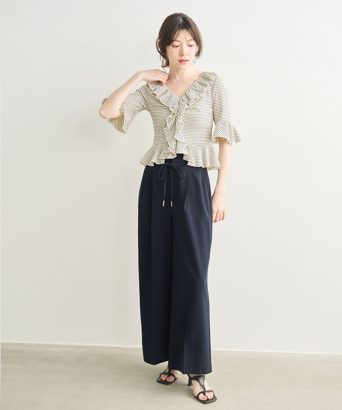COCO DEAL「ジョーゼットセミワイドパンツ」|スラックス|