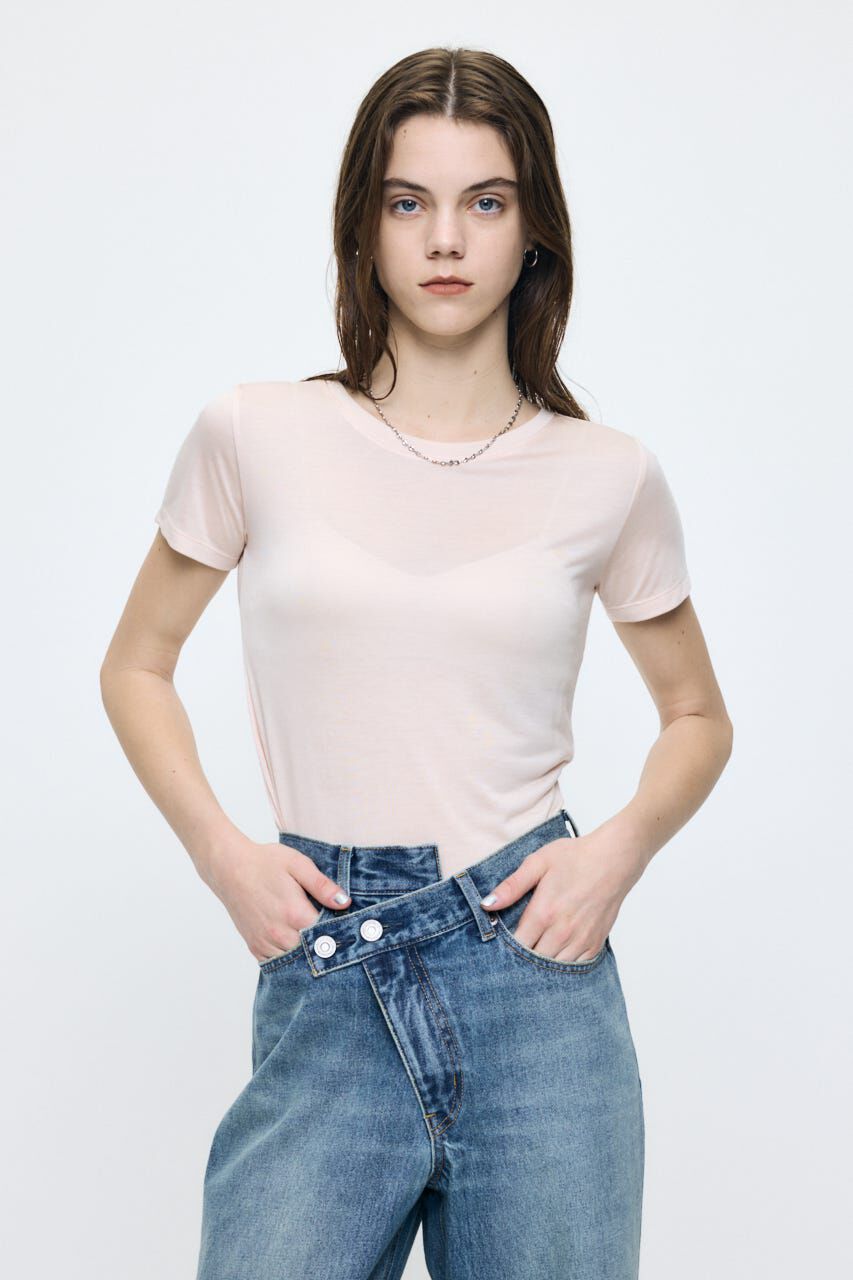 MOUSSY「SHEER BASIC TEE」|Tシャツ・カットソー|L/PNK1