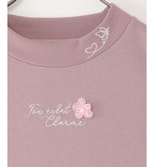 ikka kids「袖ファー花モチーフ付裏毛プルオーバー（120~160cm）」|Tシャツ・カットソー|