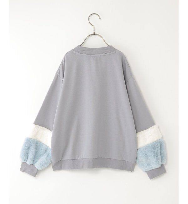 ikka kids「袖ファー花モチーフ付裏毛プルオーバー（120~160cm）」|Tシャツ・カットソー|