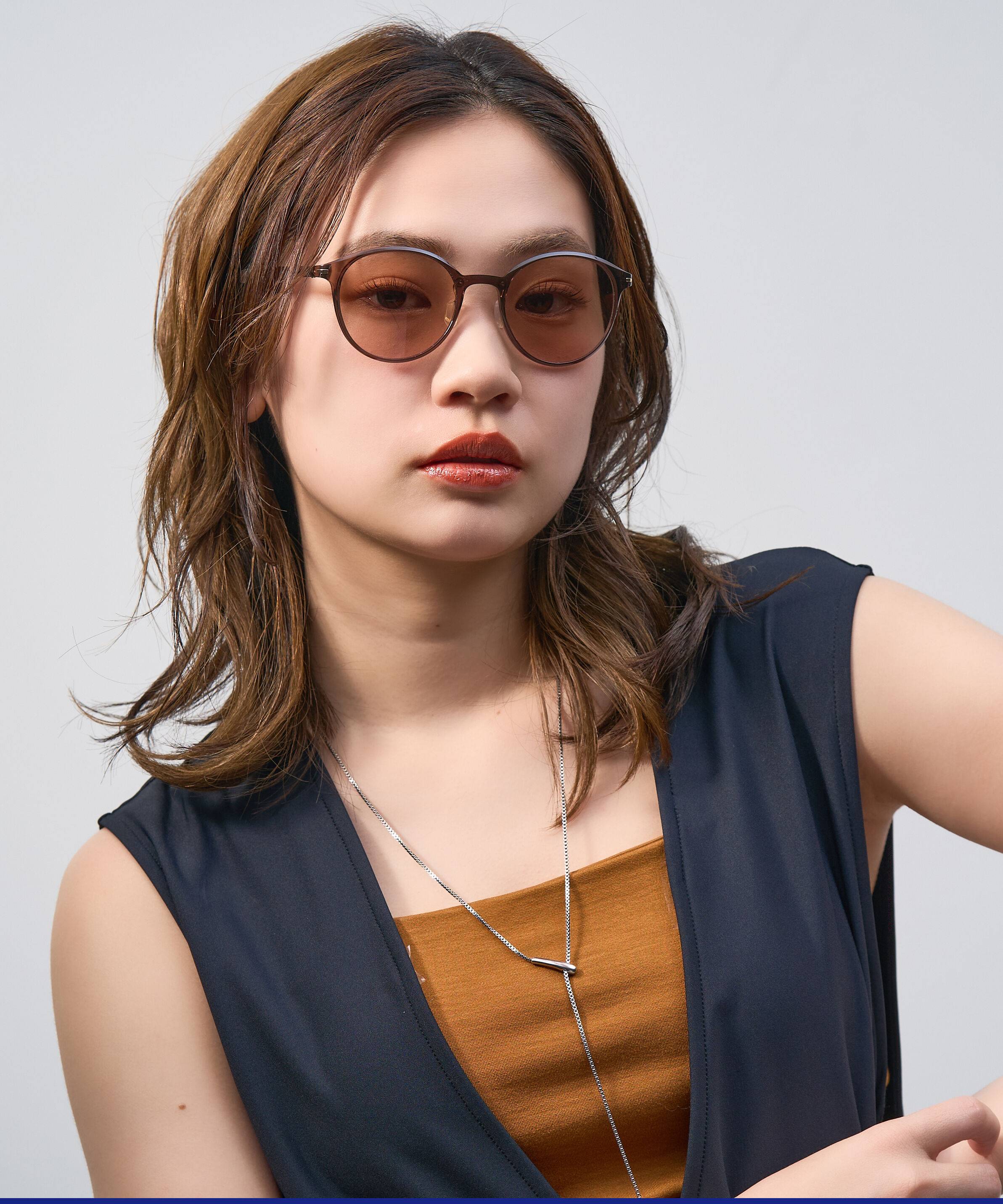  「Zoff | UNITED ARROWS ボストン型 サングラス クリアフレーム 軽量 UVカット ユナイテッドアローズ」|サングラス|薄ブラウン
