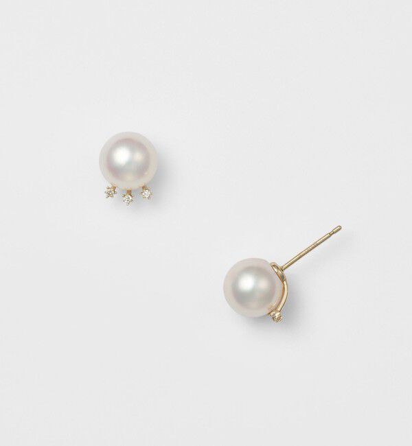 agete「K10アコヤパールピアス（ホワイト）」|ピアス|