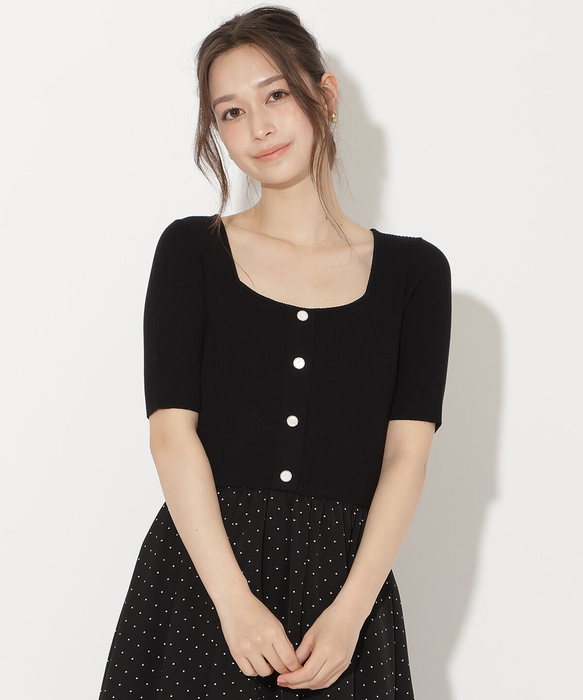 WILLSELECTION「アシメティアードニットコンビワンピース」|ワンピース|