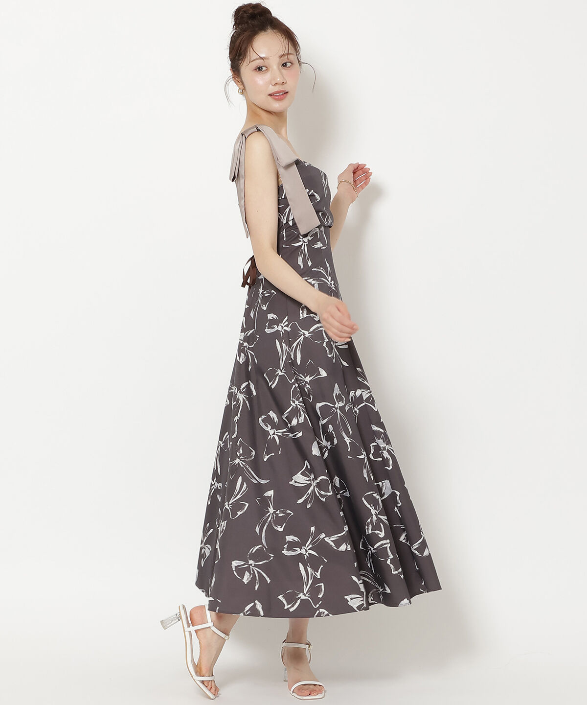 WILLSELECTION「リボンプリントアシメショルダーキャミワンピース」|ワンピース|