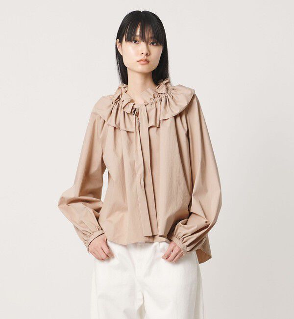 AEWEN MATOPH「＜AEWEN MATOPH＞ギャザーリボンブラウス ‐ ウォッシャブル ‐」|シャツ・ブラウス|BEIGE