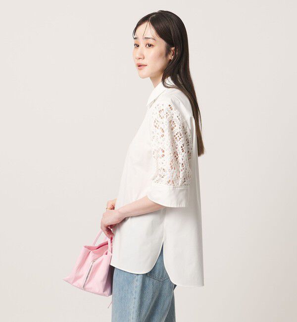 UNITED ARROWS「ラッセルレース コンビ シャツ ‐ウォッシャブル‐」|シャツ・ブラウス|