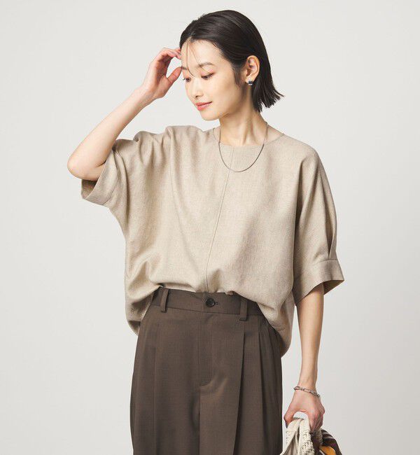 UNITED ARROWS green label relaxing「リネンライク ブラウス マシンウォッシャブル ストレッチ UVカット」|シャツ・ブラウス|NATURAL