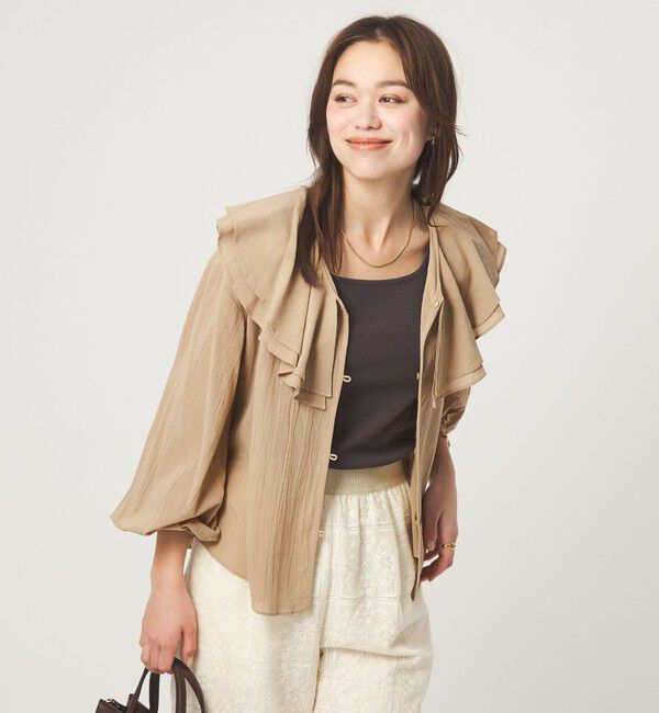 UNITED ARROWS green label relaxing「100/2 ラッフルカラー ブラウス」|シャツ・ブラウス|BEIGE