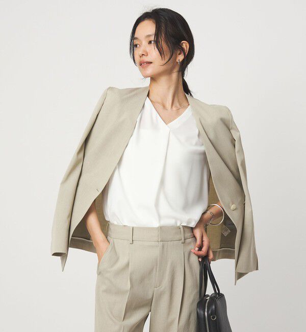 UNITED ARROWS green label relaxing「Vネック ショートスリーブ ブラウス マシンウォッシャブル 」|シャツ・ブラウス|