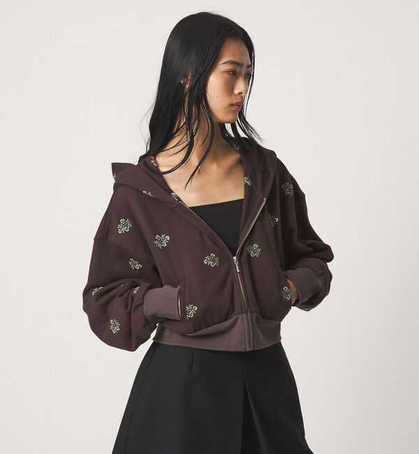EMMEL REFINES「＜EMMEL REFINES＞EM シシュウ ショート ジップパーカー」|Tシャツ・カットソー|