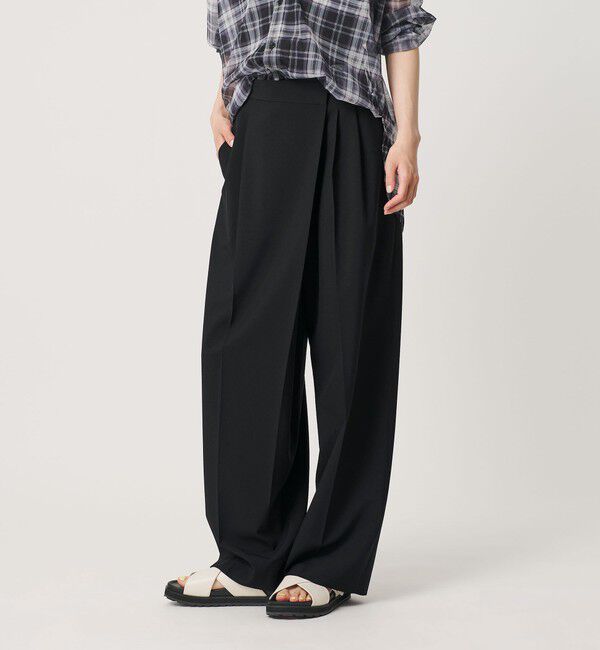 BEAUTY&YOUTH UNITED ARROWS「ポプリン 2タック ラップパンツ ウォッシャブル 吸水速乾 接触冷感」|その他|BLACK