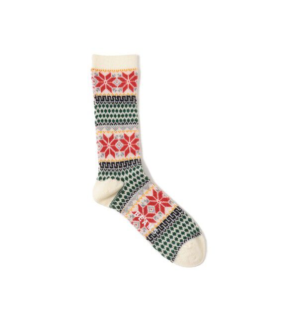 BEAMS「スノー ジャカード ソックス」|ソックス|WHITE