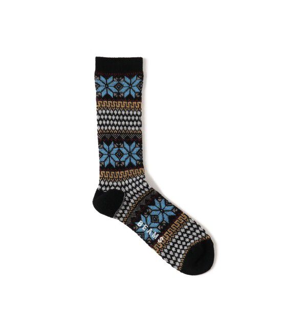 BEAMS「スノー ジャカード ソックス」|ソックス|BLACK