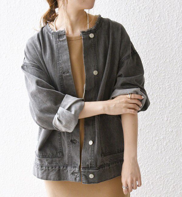 SHIPS any「《一部予約》SHIPS any: ノーカラー デニム ブルゾン［SHIPS any DENIM］」|デニムジャケット|