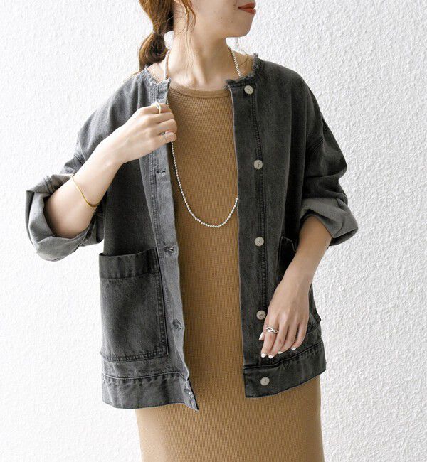 SHIPS any「《一部予約》SHIPS any: ノーカラー デニム ブルゾン［SHIPS any DENIM］」|デニムジャケット|