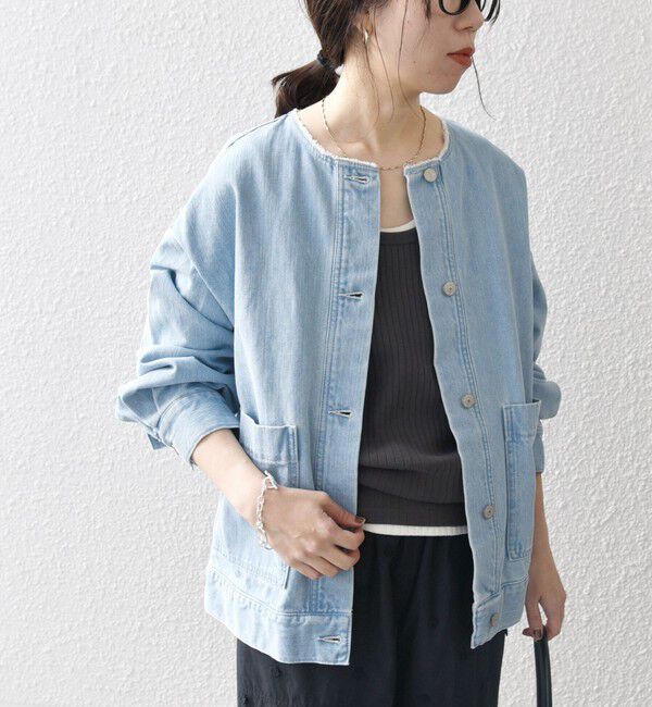 SHIPS any「《一部予約》SHIPS any: ノーカラー デニム ブルゾン［SHIPS any DENIM］」|デニムジャケット|