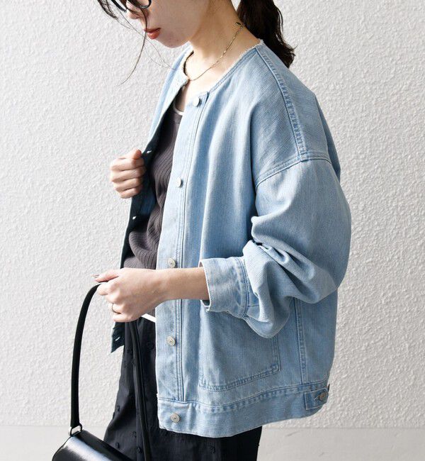 SHIPS any「《一部予約》SHIPS any: ノーカラー デニム ブルゾン［SHIPS any DENIM］」|デニムジャケット|