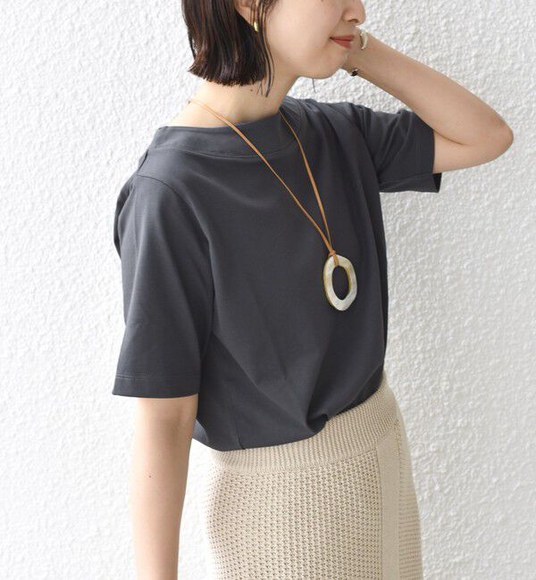 SHIPS for women「【WEB限定】〈ネックが選べる2サイズ展開〉オーガニックコットン バリエーションネック TEE」|Tシャツ・カットソー|チャコールグレー