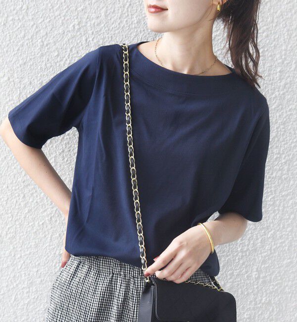 SHIPS for women「【WEB限定】〈ネックが選べる2サイズ展開〉オーガニックコットン バリエーションネック TEE」|Tシャツ・カットソー|ネイビー