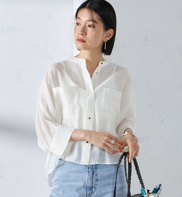 SHIPS for women「【実力派ベーシック】〈手洗い可能〉シルク混 シアー 羽織 シャツ」|シャツ・ブラウス|
