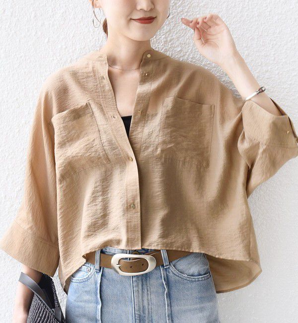 SHIPS for women「【実力派ベーシック】〈手洗い可能〉シルク混 シアー 羽織 シャツ」|シャツ・ブラウス|ライトカーキ