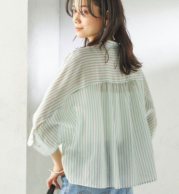 SHIPS for women「【実力派ベーシック】〈手洗い可能〉シルク混 シアー 羽織 シャツ」|シャツ・ブラウス|ライトグリーン