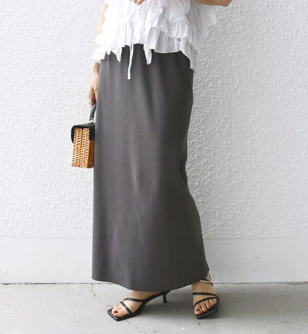 SHIPS for women「〈UVカット / 手洗い可能〉リブ ジャージー 2WAY ストレッチ スカート」|スカート|ダークグレー
