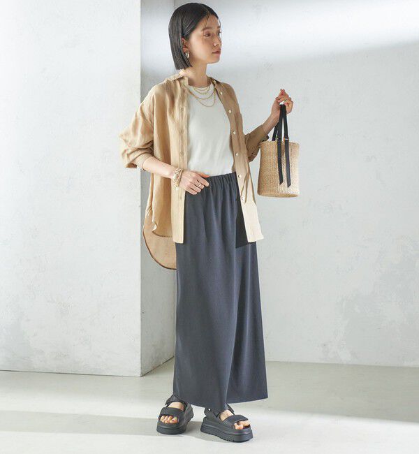 SHIPS for women「〈UVカット / 手洗い可能〉リブ ジャージー 2WAY ストレッチ スカート」|スカート|