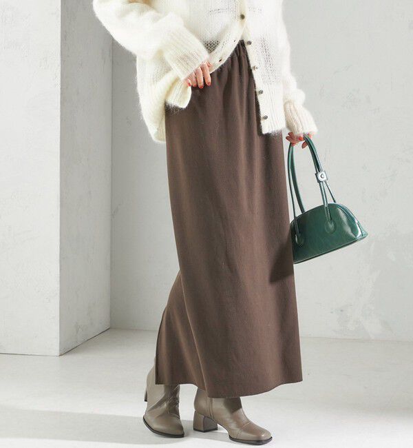 SHIPS for women「〈UVカット / 手洗い可能〉リブ ジャージー 2WAY ストレッチ スカート」|スカート|ブラウン