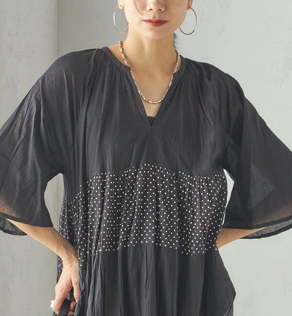 SHIPS for women「〈手洗い可能〉Fanaka:クリンクル 袖 フレア ロング ワンピース」|ワンピース|