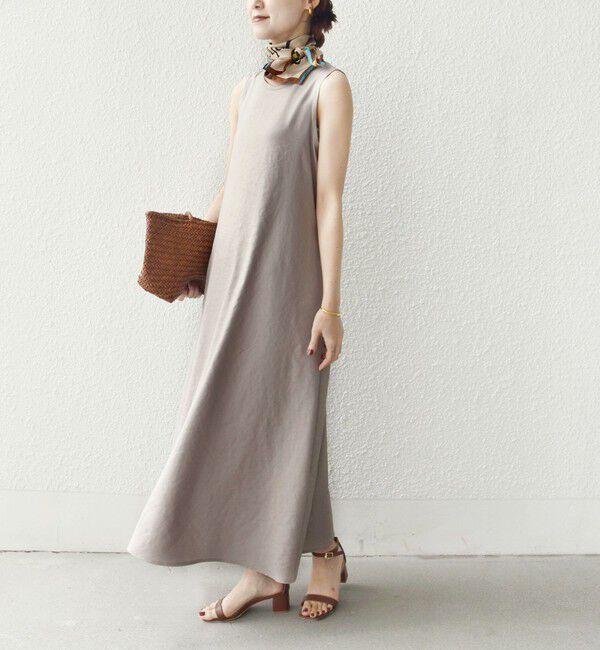 SHIPS for women「〈接触冷感/吸水速乾/防シワ〉ツイル ノースリーブ ベルト付き ワンピース」|ワンピース|