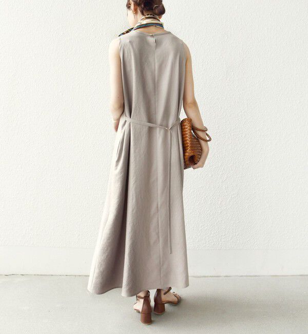 SHIPS for women「〈接触冷感/吸水速乾/防シワ〉ツイル ノースリーブ ベルト付き ワンピース」|ワンピース|