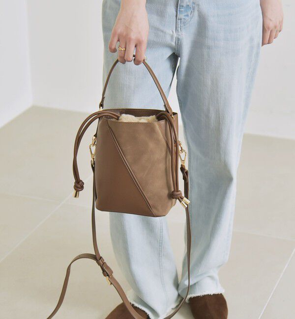 quaranciel「《一部追加予約》quaranciel: 2way コンビ バケツ ショルダーバッグ &times; フェイクファー 巾着」|ショルダー・メッセンジャー|