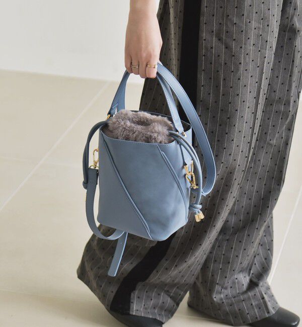 quaranciel「《一部追加予約》quaranciel: 2way コンビ バケツ ショルダーバッグ &times; フェイクファー 巾着」|ショルダー・メッセンジャー|