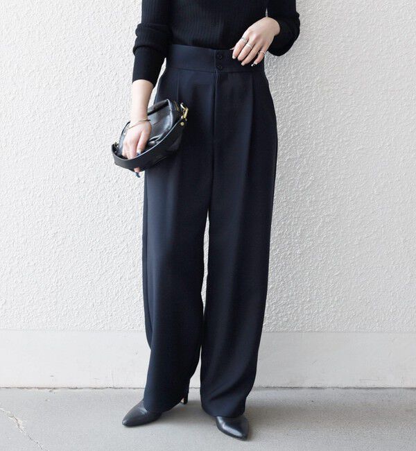 SHIPS any「SHIPS any:〈洗濯機可能〉ダブルクロス タック ストレート パンツ［NAVY BLUE］」|その他|ネイビー