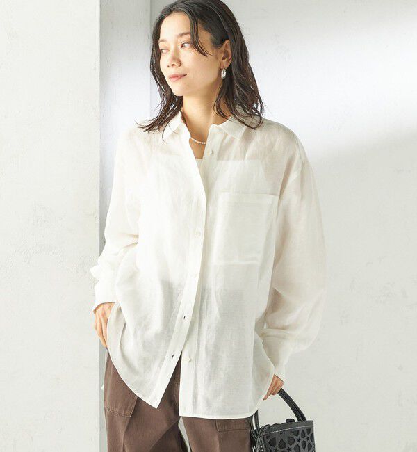 SHIPS for women「〈手洗い可能〉IMPERIAL LINEN 混 オーバー サイズ シャツ」|シャツ・ブラウス|