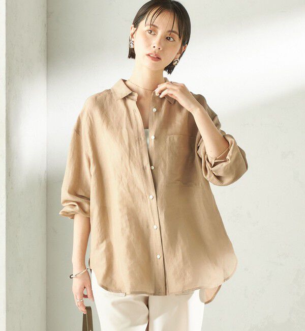 SHIPS for women「〈手洗い可能〉IMPERIAL LINEN 混 オーバー サイズ シャツ」|シャツ・ブラウス|