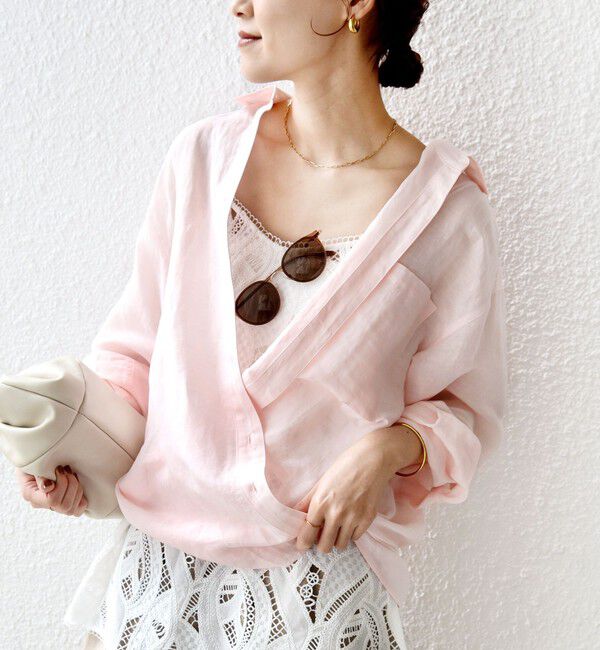 SHIPS for women「〈手洗い可能〉IMPERIAL LINEN 混 オーバー サイズ シャツ」|シャツ・ブラウス|