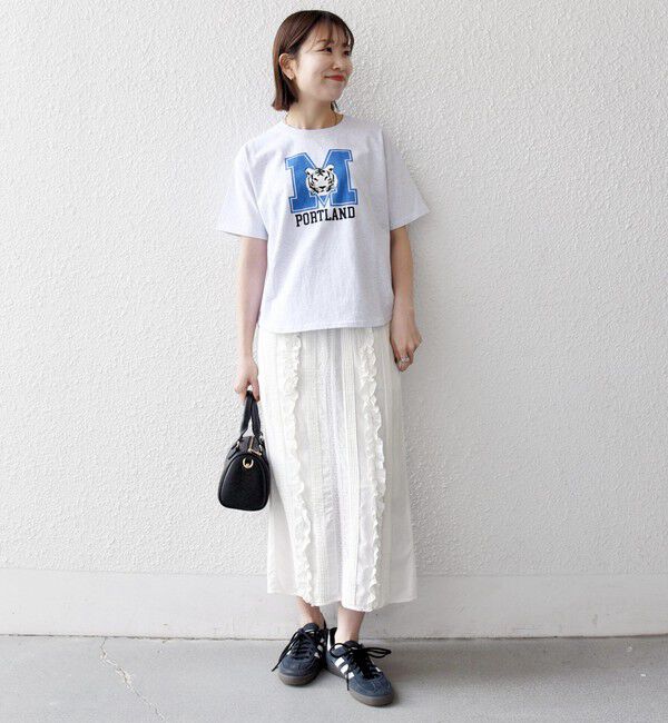 SHIPS any「【SHIPS any別注】THE KNiTS:〈洗濯機可能〉ラウンドヘム プリント ショート TEE」|Tシャツ・カットソー|