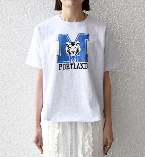 SHIPS any「【SHIPS any別注】THE KNiTS:〈洗濯機可能〉ラウンドヘム プリント ショート TEE」|Tシャツ・カットソー|