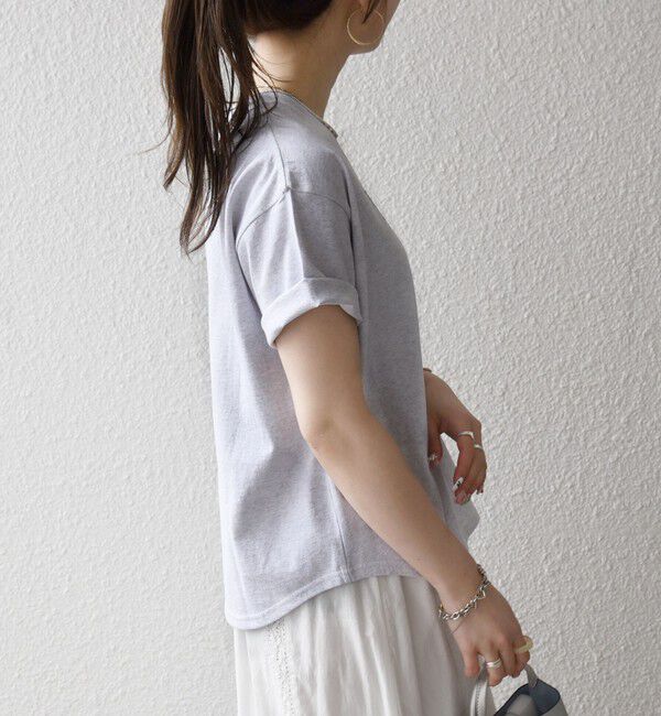 SHIPS any「【SHIPS any別注】THE KNiTS:〈洗濯機可能〉ラウンドヘム プリント ショート TEE」|Tシャツ・カットソー|