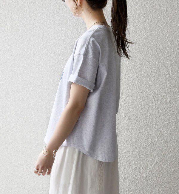 SHIPS any「【SHIPS any別注】THE KNiTS:〈洗濯機可能〉ラウンドヘム プリント ショート TEE」|Tシャツ・カットソー|