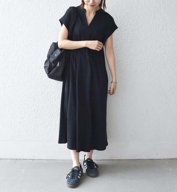 SHIPS any「SHIPS any:〈接触冷感/汗染み防止加工/洗濯機可能〉スキッパー Aライン ワンピース」|ワンピース|