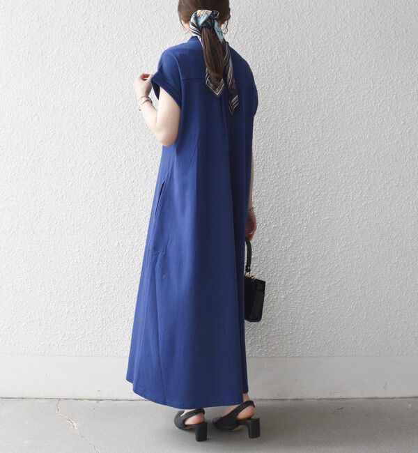 SHIPS any「SHIPS any:〈接触冷感/汗染み防止加工/洗濯機可能〉スキッパー Aライン ワンピース」|ワンピース|