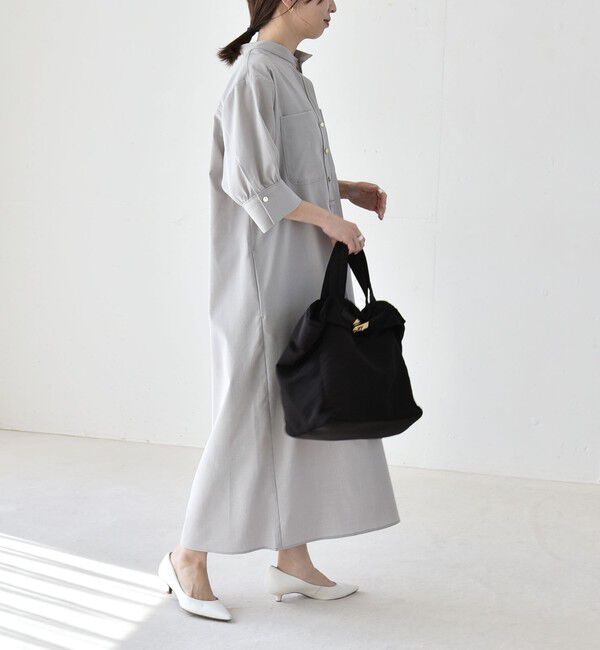 quaranciel「quaranciel:〈洗濯機可能〉CALCULO(R)使用 バンドカラー シャツ ワンピース」|ワンピース|