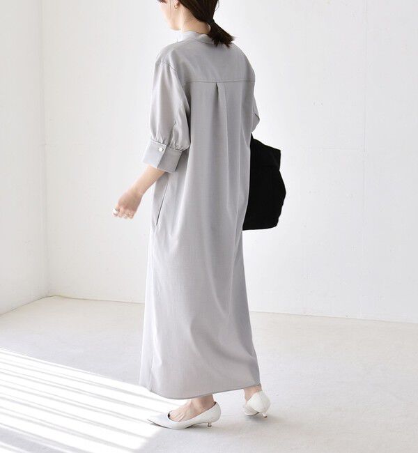 quaranciel「quaranciel:〈洗濯機可能〉CALCULO(R)使用 バンドカラー シャツ ワンピース」|ワンピース|