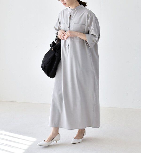 quaranciel「quaranciel:〈洗濯機可能〉CALCULO(R)使用 バンドカラー シャツ ワンピース」|ワンピース|