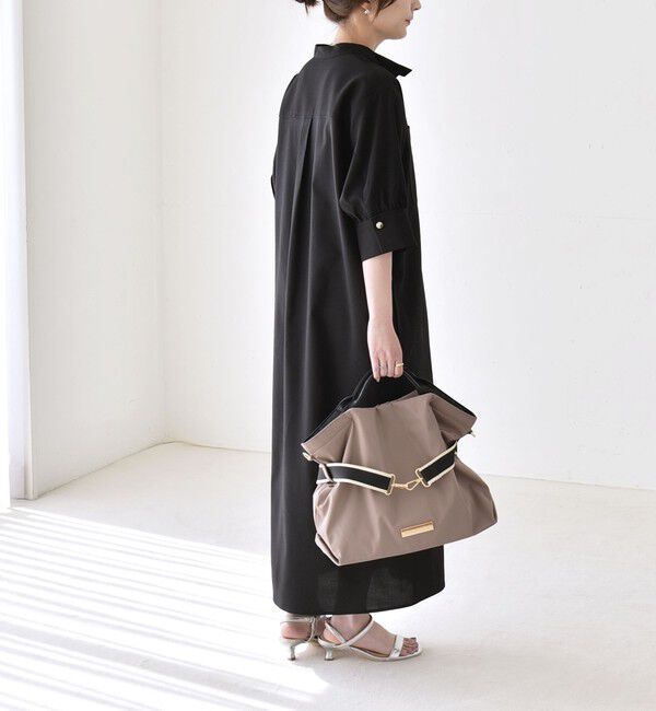 quaranciel「quaranciel:〈洗濯機可能〉CALCULO(R)使用 バンドカラー シャツ ワンピース」|ワンピース|