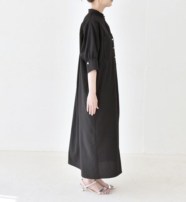quaranciel「quaranciel:〈洗濯機可能〉CALCULO(R)使用 バンドカラー シャツ ワンピース」|ワンピース|